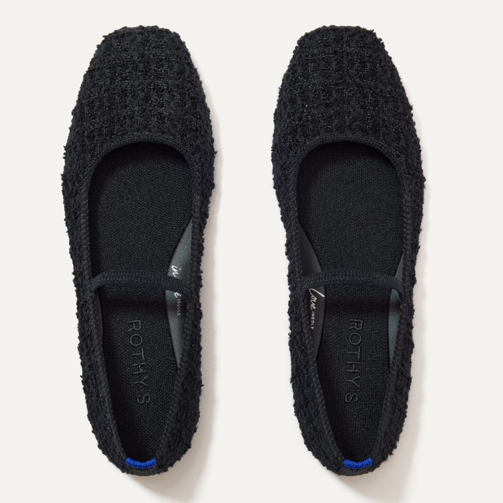 Rothy's Black Bouclé Boucle Max Square Mary Jane 8.5
